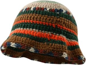Women's Crochet Hats Striped Colorblock Knitted Bucket Hat Beanies Cap