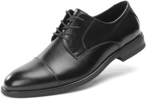 men Classic Dress Oxfords, Wingtip  Modern Formal Lace Up Shoes, Round Toe, TPR Outsole