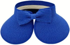 Sun Straw Visor Hats for Women Wide Brim Roll-Up Packable UPF 50+
