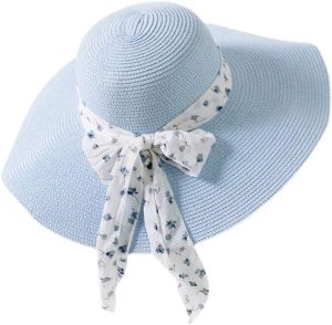 Chiffon Streamers Ladies Straw hat Summer Travel Sunscreen Sun hat Beach hat Folding hat