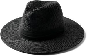 Panama Hat Sun Hats for Women Men Wide Brim Fedora Straw Beach Hat UV UPF 80+