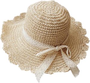 Summer Beach Sun Straw Hats for Women Wide Brim Packable Travel Bucket Hats UPF 50+