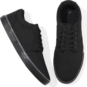 men Canvas Black Casual Shoes Sneakers Low Top Lace Up Walking Shoes Sneakers for Men