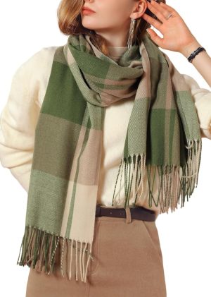 Women's Fashion Scarves Long Cashmere Like Shawl Winter Warm Knit Large Tassel Plaid Scarf