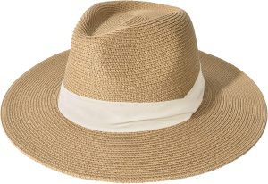 Women Mens Wide Brim Straw Panama Hat Fedora Summer Beach Sun Hat UPF Straw Hat for Women