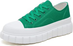 Women Platform Sneakers Canvas Shoes for Women White Low Top Classic Casual Tennis Shoes